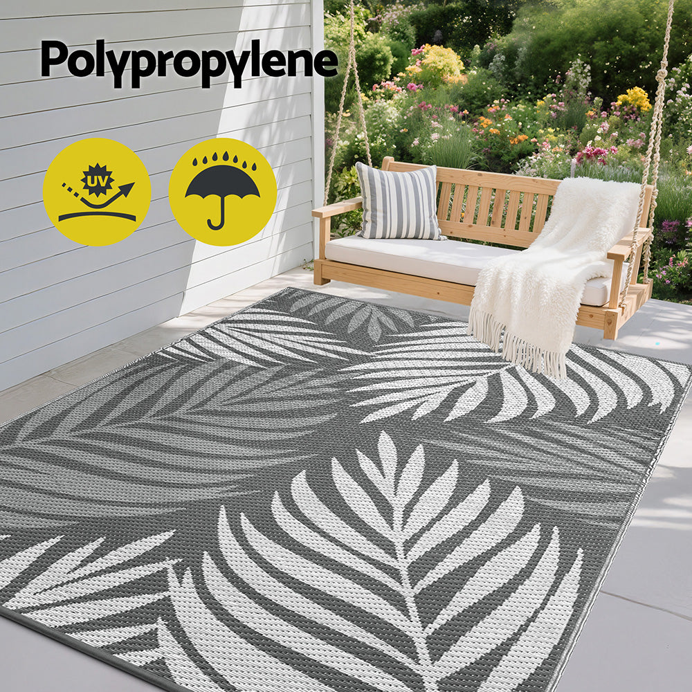 Outdoor Rugs: Gardeon Outdoor Rugs 152x244cm Large Carpet Reversible Area Mat PP Dual-Sided Patio Rug Leaf