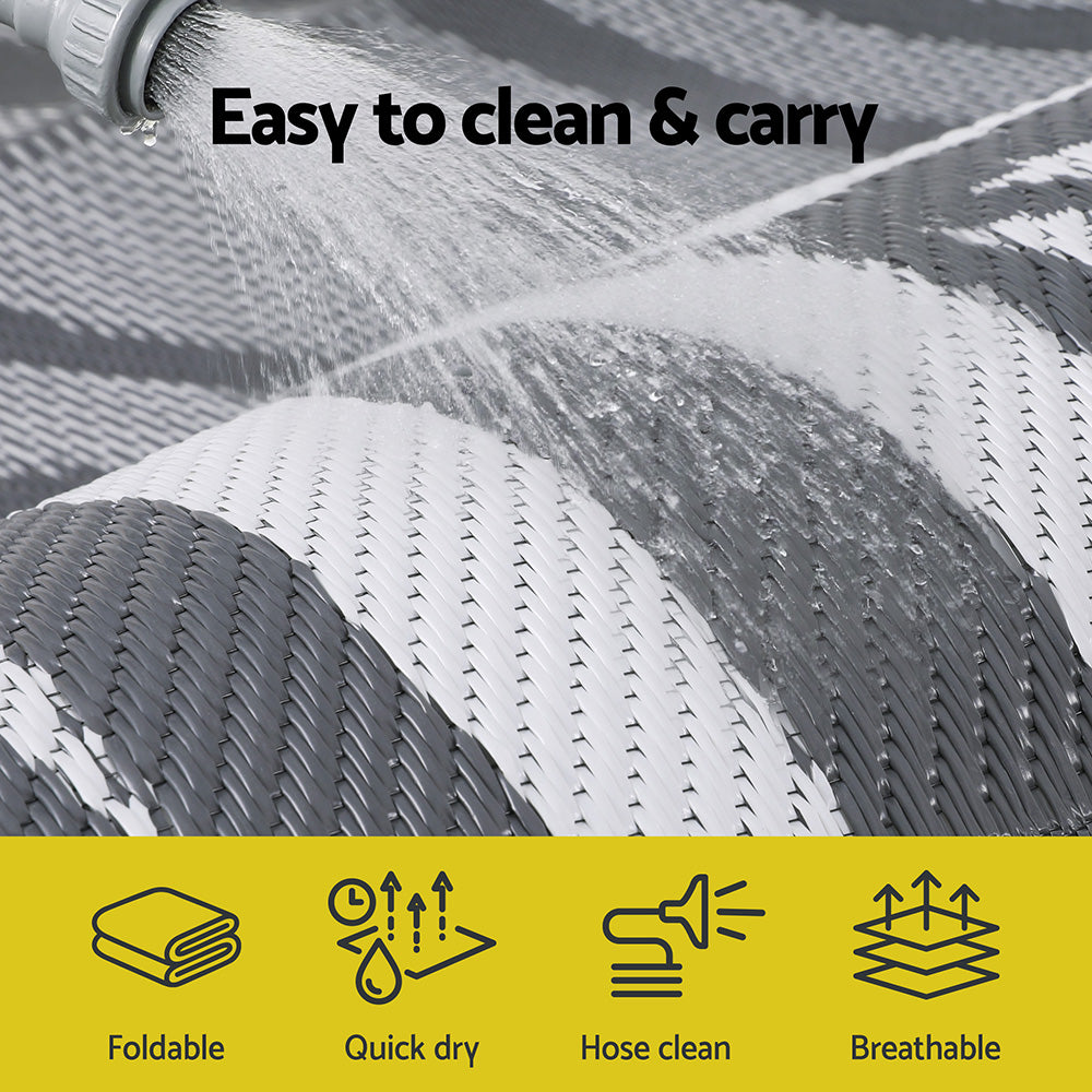 Outdoor Rugs: Gardeon Outdoor Rugs 152x244cm Large Carpet Reversible Area Mat PP Dual-Sided Patio Rug Leaf