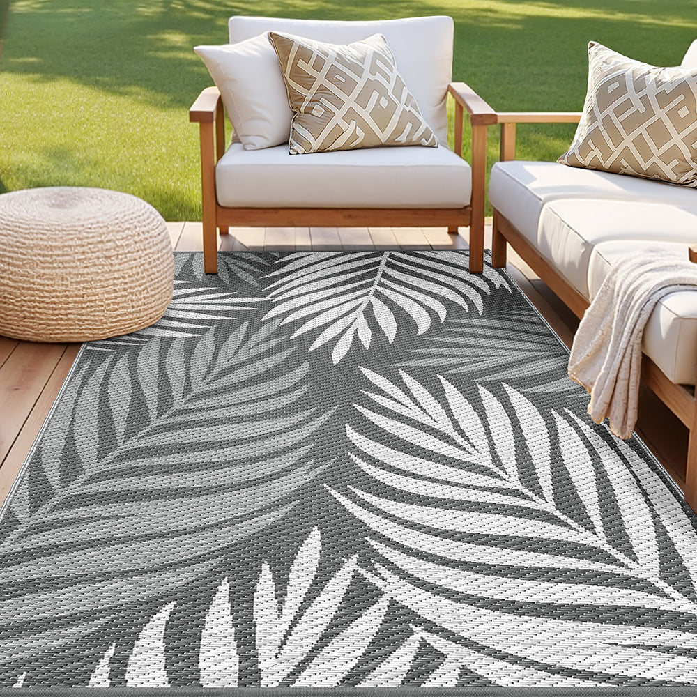Outdoor Rugs: Gardeon Outdoor Rugs 152x244cm Large Carpet Reversible Area Mat PP Dual-Sided Patio Rug Leaf