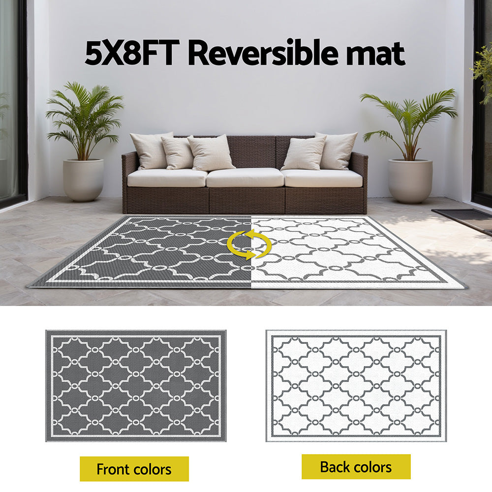 Outdoor Rugs: Gardeon Outdoor Rugs 152x244cm Large Carpet Reversible Area Mat PP Dual-Sided Patio Rug Maroc