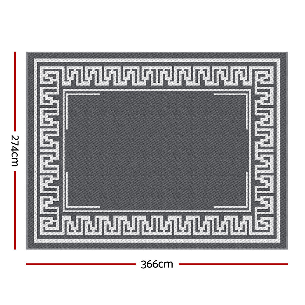 Outdoor Rugs: Gardeon Outdoor Rugs 274x366cm Large Carpet Reversible Area Mat PP Dual-Sided Patio Rug Greek Key
