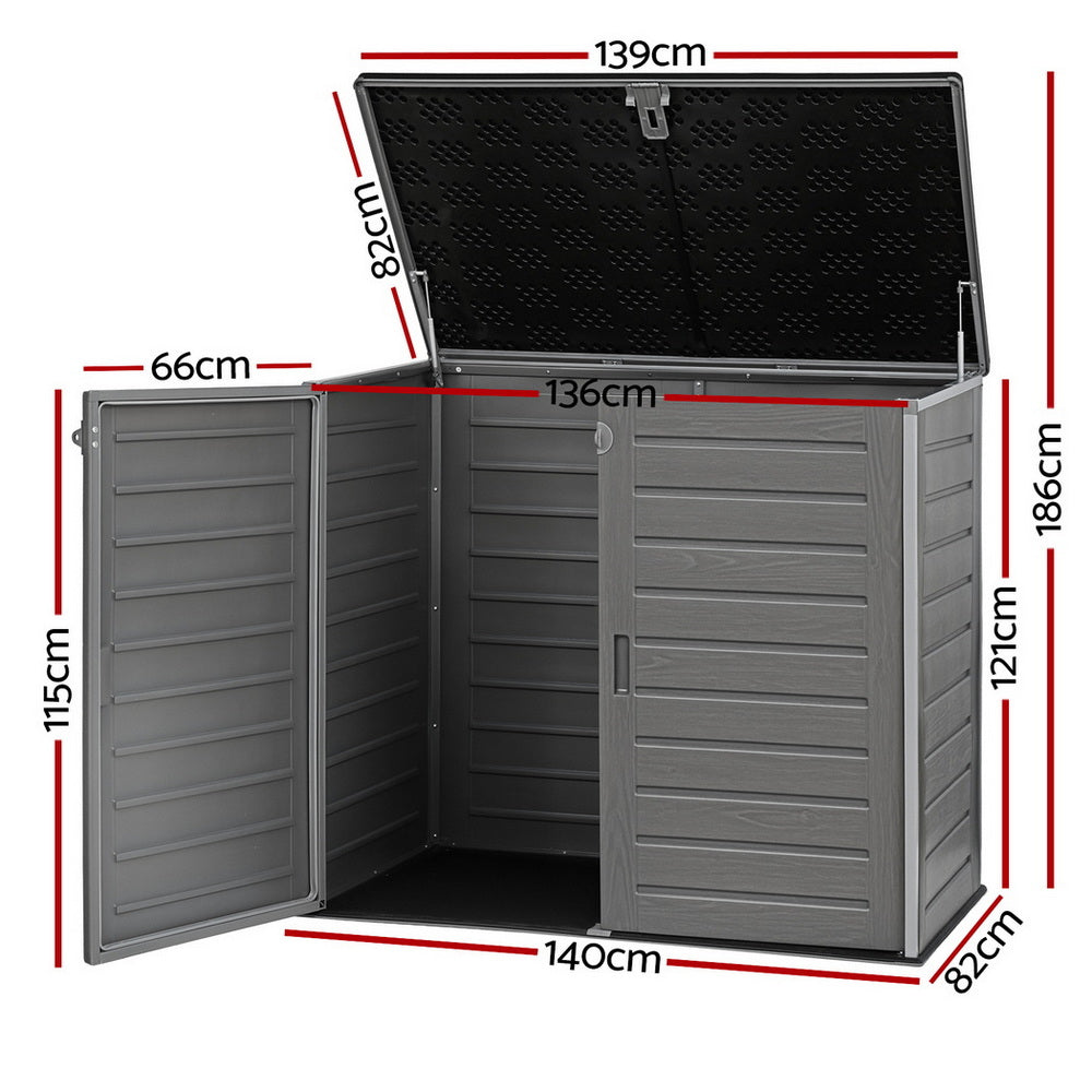 Outdoor Storage Boxes: Gardeon Outdoor Storage Box 1170L Container Lockable Cabinet Tool Organizer Shed Grey