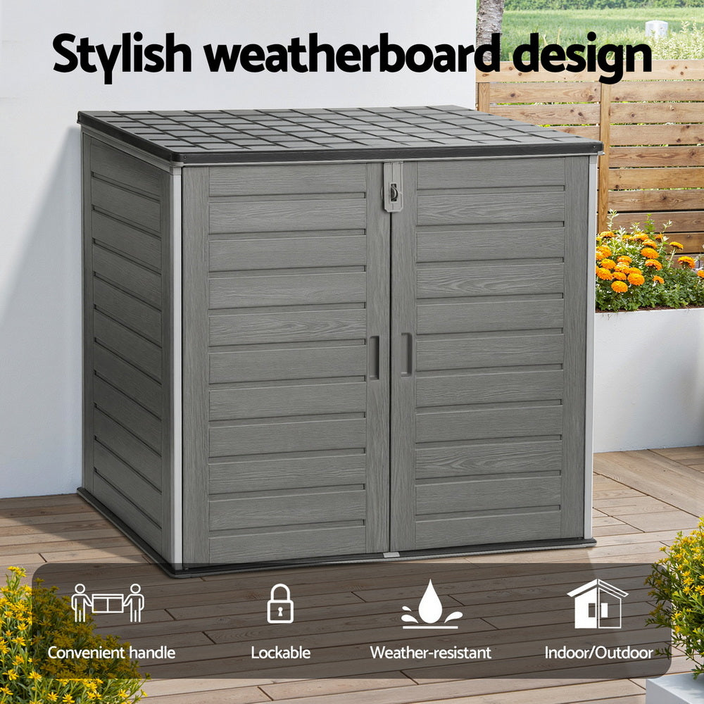 Outdoor Storage Boxes: Gardeon Outdoor Storage Box 1170L Container Lockable Cabinet Tool Organizer Shed Grey