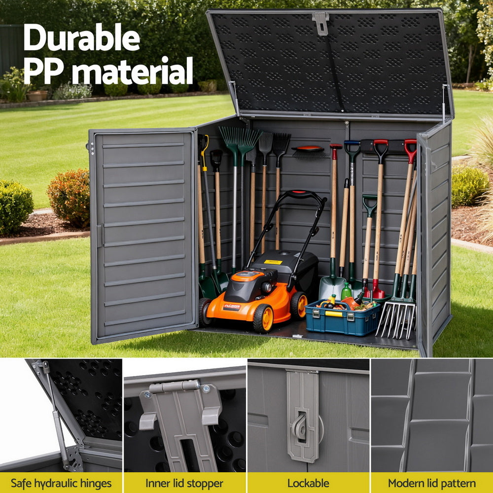 Outdoor Storage Boxes: Gardeon Outdoor Storage Box 1170L Container Lockable Cabinet Tool Organizer Shed Grey