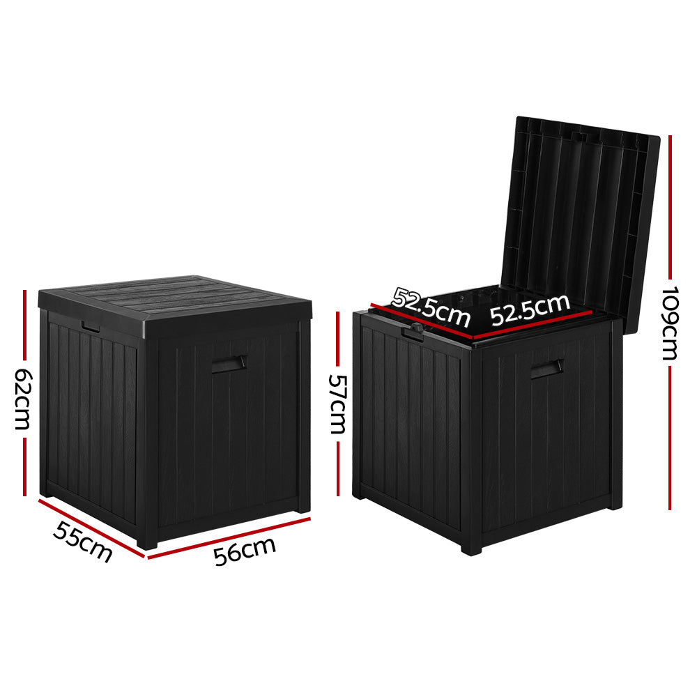 Outdoor Storage Boxes: Gardeon Outdoor Storage Box 195L Organiser Garden Bench Deck Toy Shed Tool Black