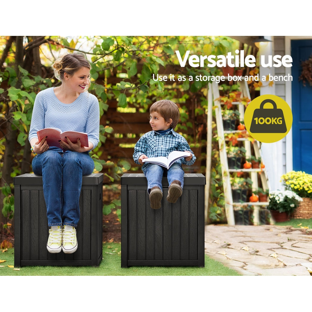 Outdoor Storage Boxes: Gardeon Outdoor Storage Box 195L Organiser Garden Bench Deck Toy Shed Tool Black