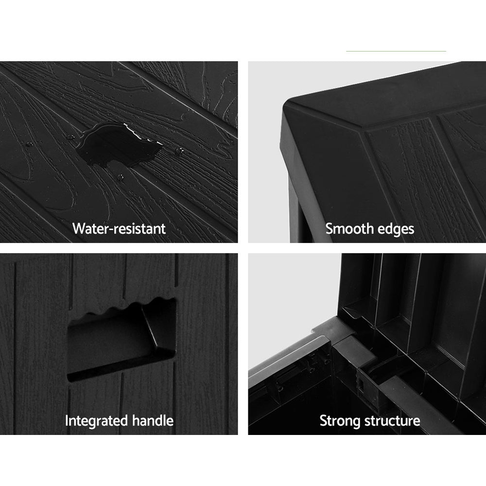 Outdoor Storage Boxes: Gardeon Outdoor Storage Box 195L Organiser Garden Bench Deck Toy Shed Tool Black