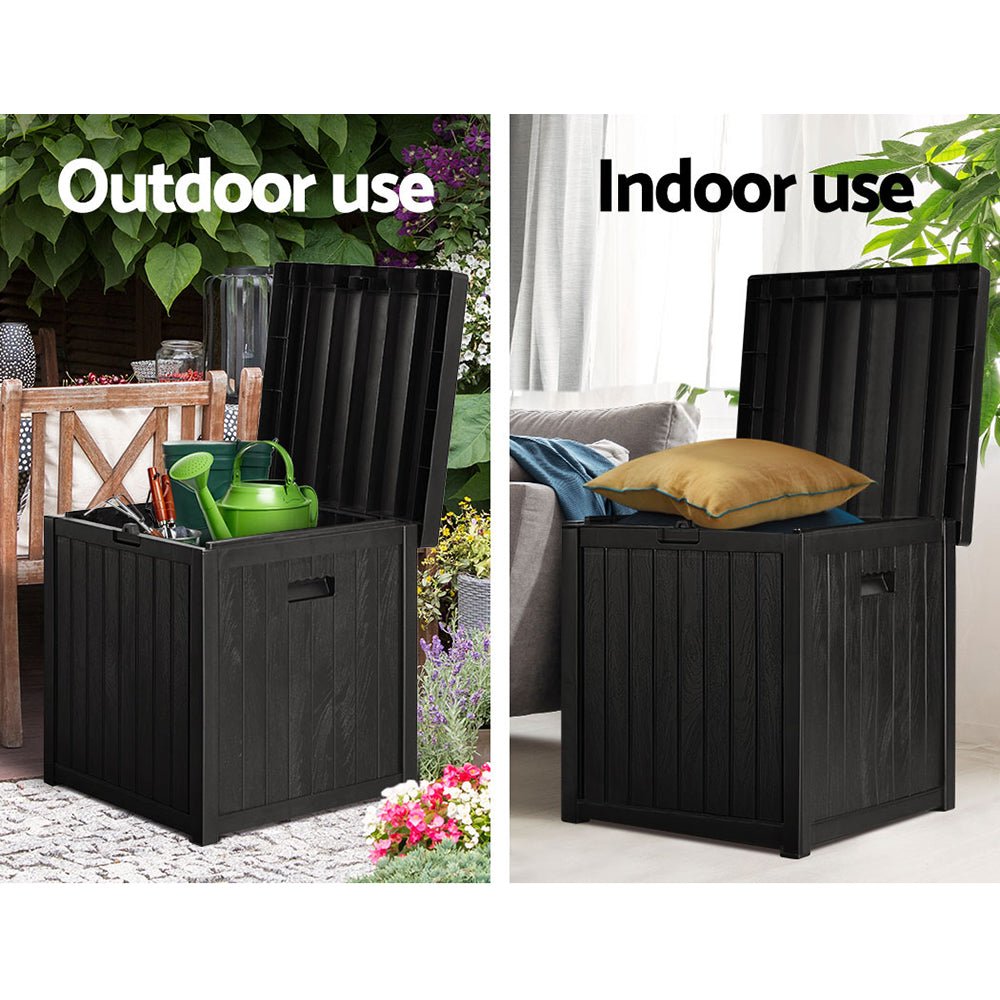 Outdoor Storage Boxes: Gardeon Outdoor Storage Box 195L Organiser Garden Bench Deck Toy Shed Tool Black