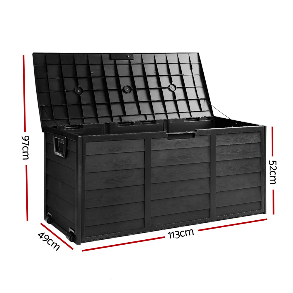 Outdoor Sofas & Lounge Sets: Gardeon Outdoor Storage Box 290L Lockable Organiser Garden Deck Shed All Black