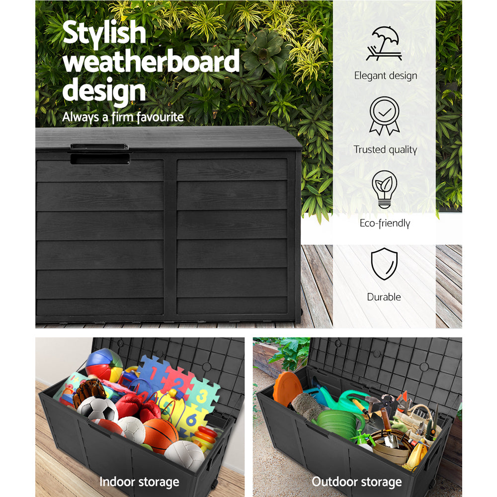 Outdoor Sofas & Lounge Sets: Gardeon Outdoor Storage Box 290L Lockable Organiser Garden Deck Shed All Black