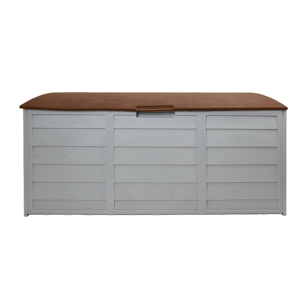 Outdoor Storage Boxes: Gardeon Outdoor Storage Box 290L Lockable Organiser Garden Deck Shed Tool Brown