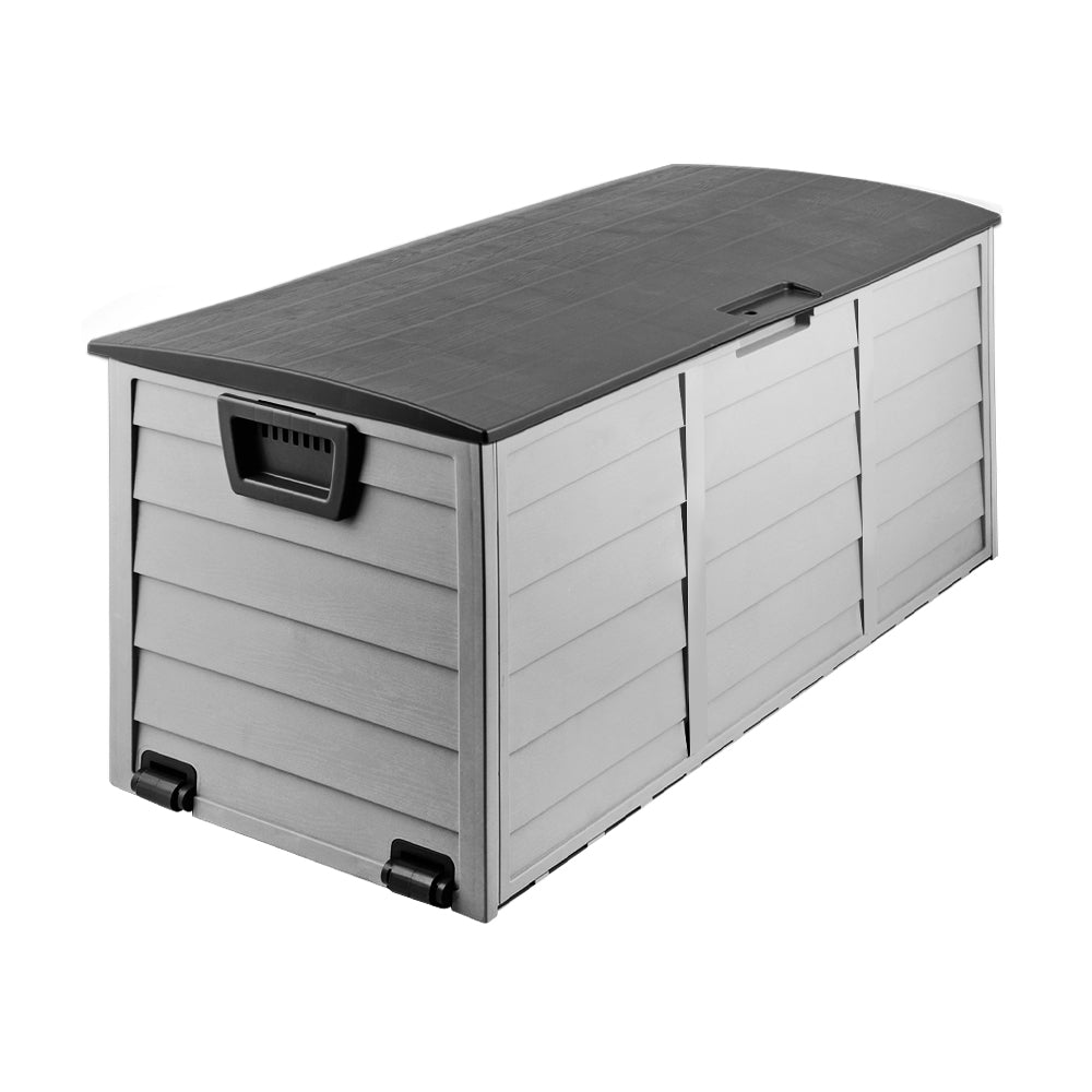 Outdoor Storage Boxes: Gardeon Outdoor Storage Box 290L Lockable Organiser Garden Deck Shed Tool Black