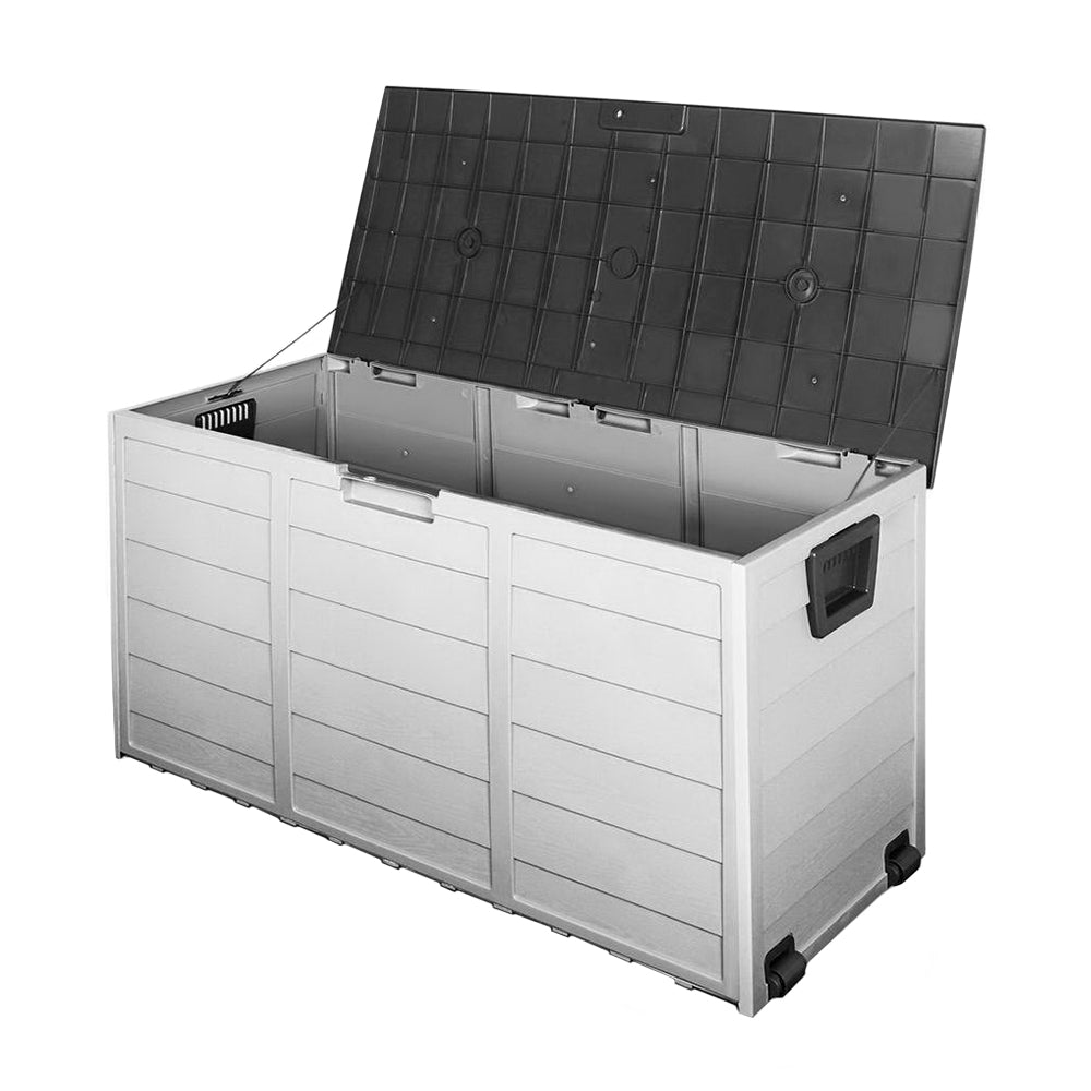 Outdoor Storage Boxes: Gardeon Outdoor Storage Box 290L Lockable Organiser Garden Deck Shed Tool Black