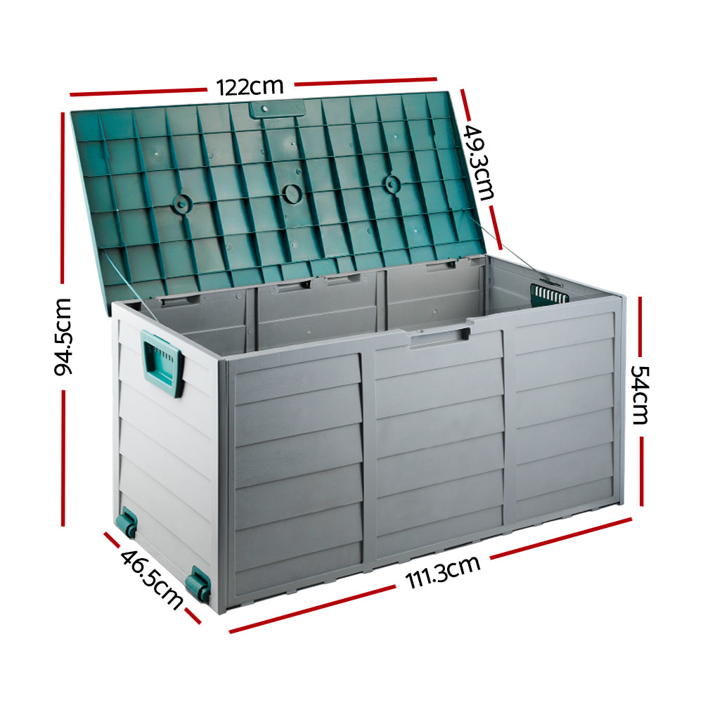 Outdoor Storage Boxes: Gardeon Outdoor Storage Box 290L Lockable Organiser Garden Deck Shed Tool Green
