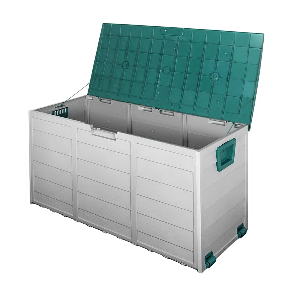 Outdoor Storage Boxes: Gardeon Outdoor Storage Box 290L Lockable Organiser Garden Deck Shed Tool Green