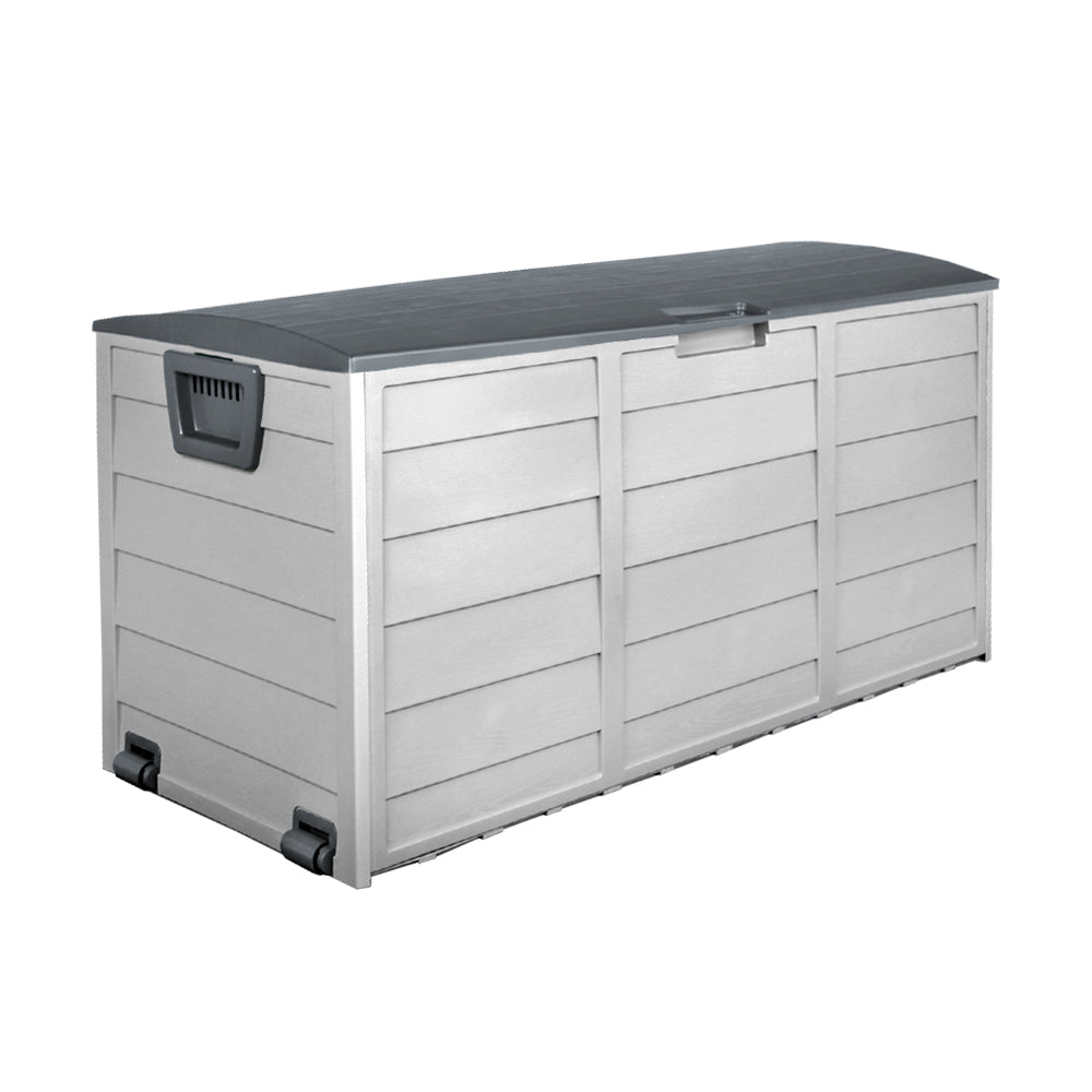 Outdoor Storage Boxes: Gardeon Outdoor Storage Box 290L Lockable Organiser Garden Deck Shed Tool Grey
