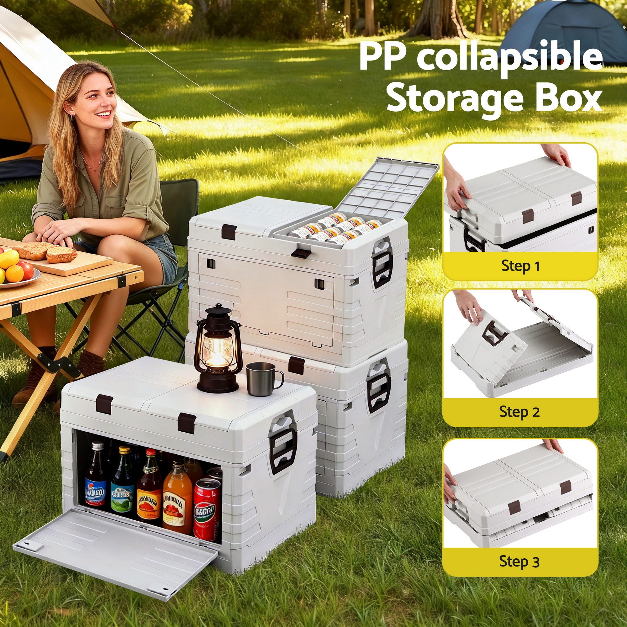 Outdoor Storage Boxes: Gardeon 60L Outdoor Storage Box Foldable Camping Collapsible Bins Organizer