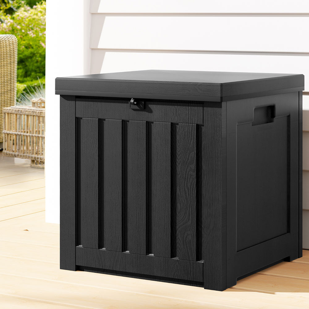 Outdoor Storage Boxes: Gardeon Outdoor Storage Box 80L Container Lockable Garden Toy Tool Shed Black