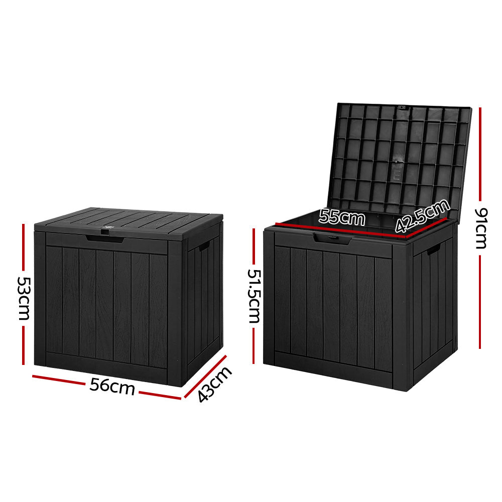Outdoor Storage Boxes: Gardeon Outdoor Storage Box 118L Container Lockable Garden Toy Tool Shed Black