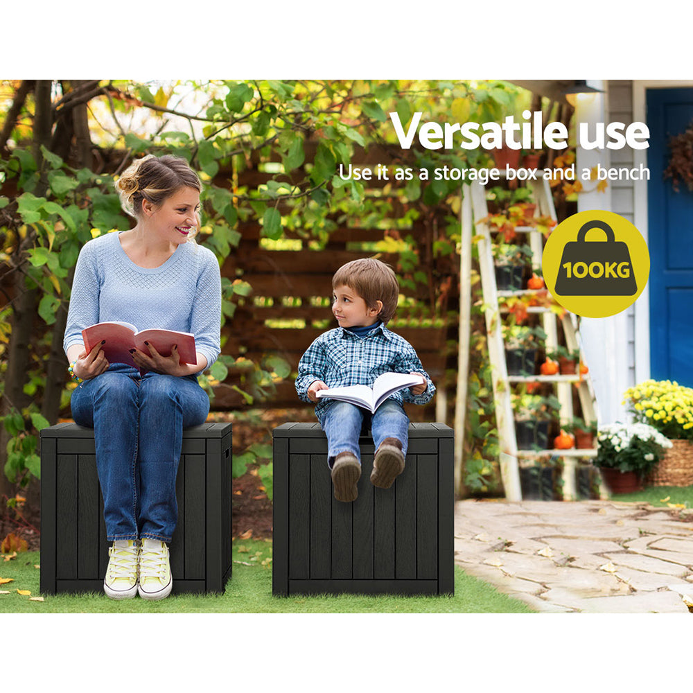 Outdoor Storage Boxes: Gardeon Outdoor Storage Box 118L Container Lockable Garden Toy Tool Shed Black