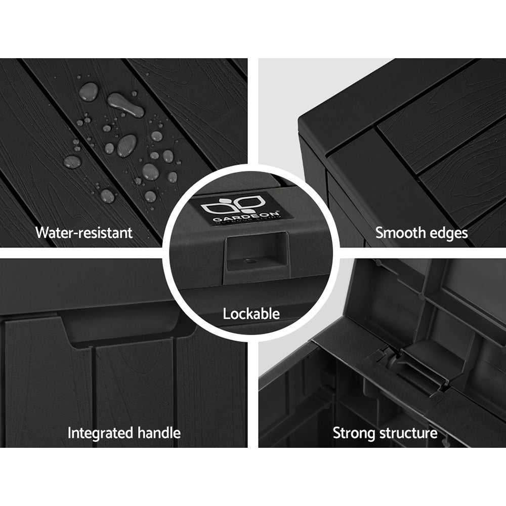 Outdoor Storage Boxes: Gardeon Outdoor Storage Box 118L Container Lockable Garden Toy Tool Shed Black