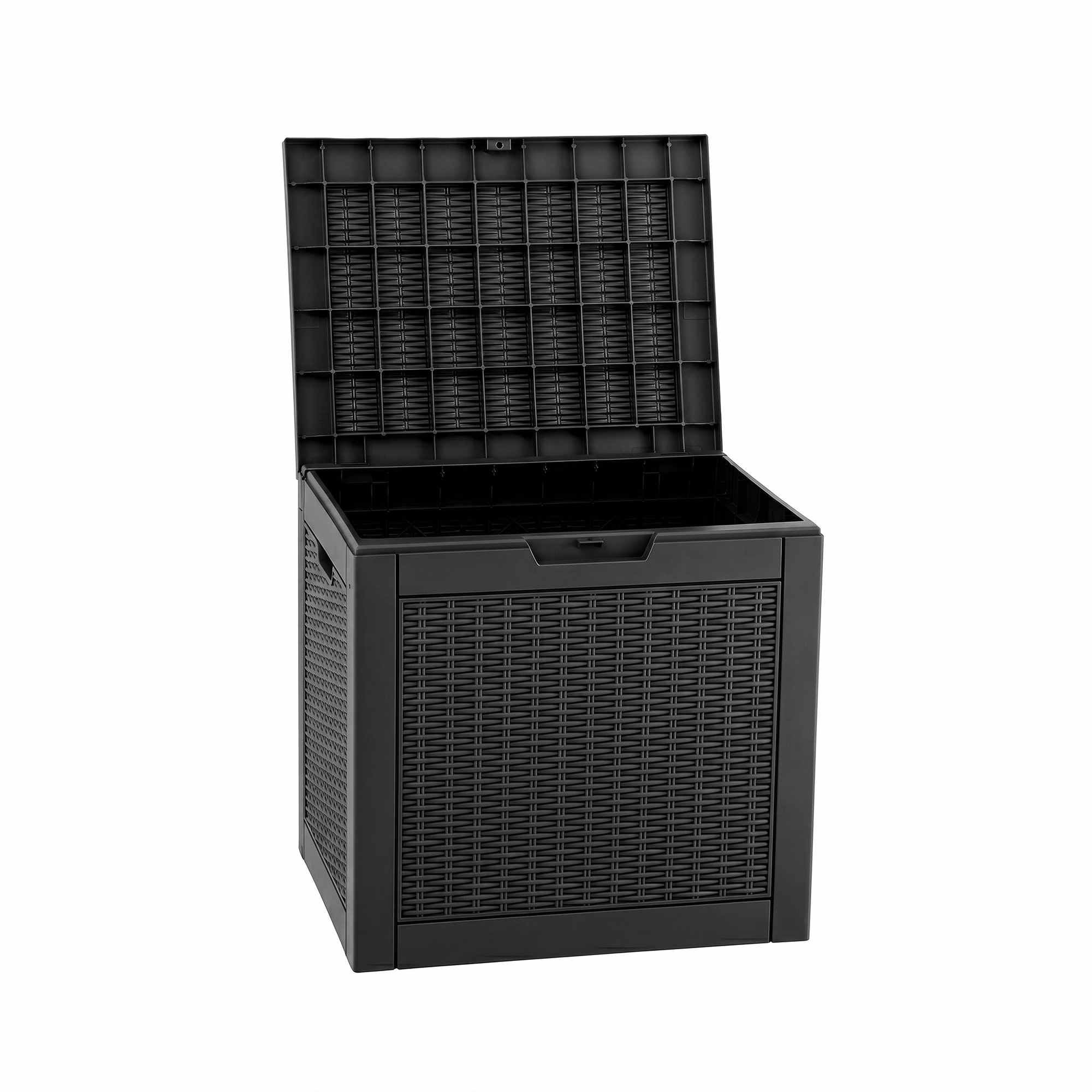 Gardeon Outdoor Storage Box 118L Container Lockable Garden Toy Tool Rattan-Texture Black