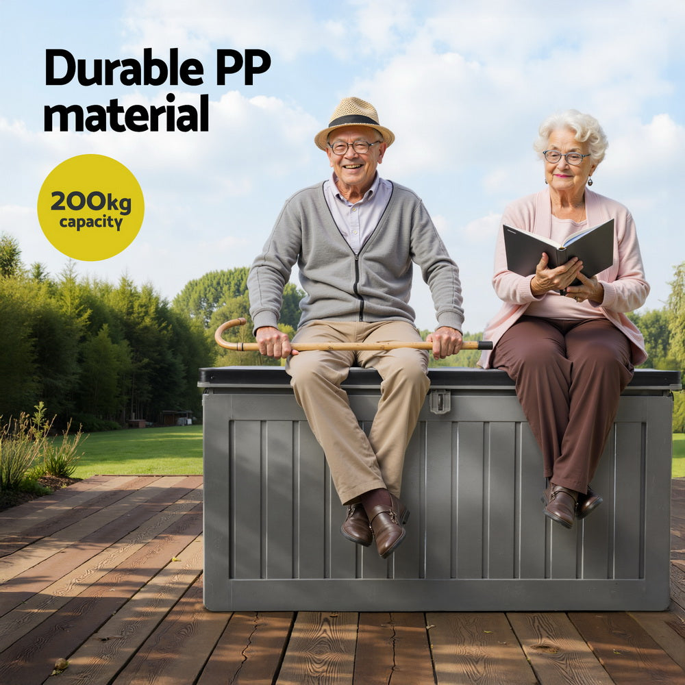 Outdoor Storage Boxes: Gardeon Outdoor Storage Box 190L Container Lockable Garden Bench Tool Shed Black