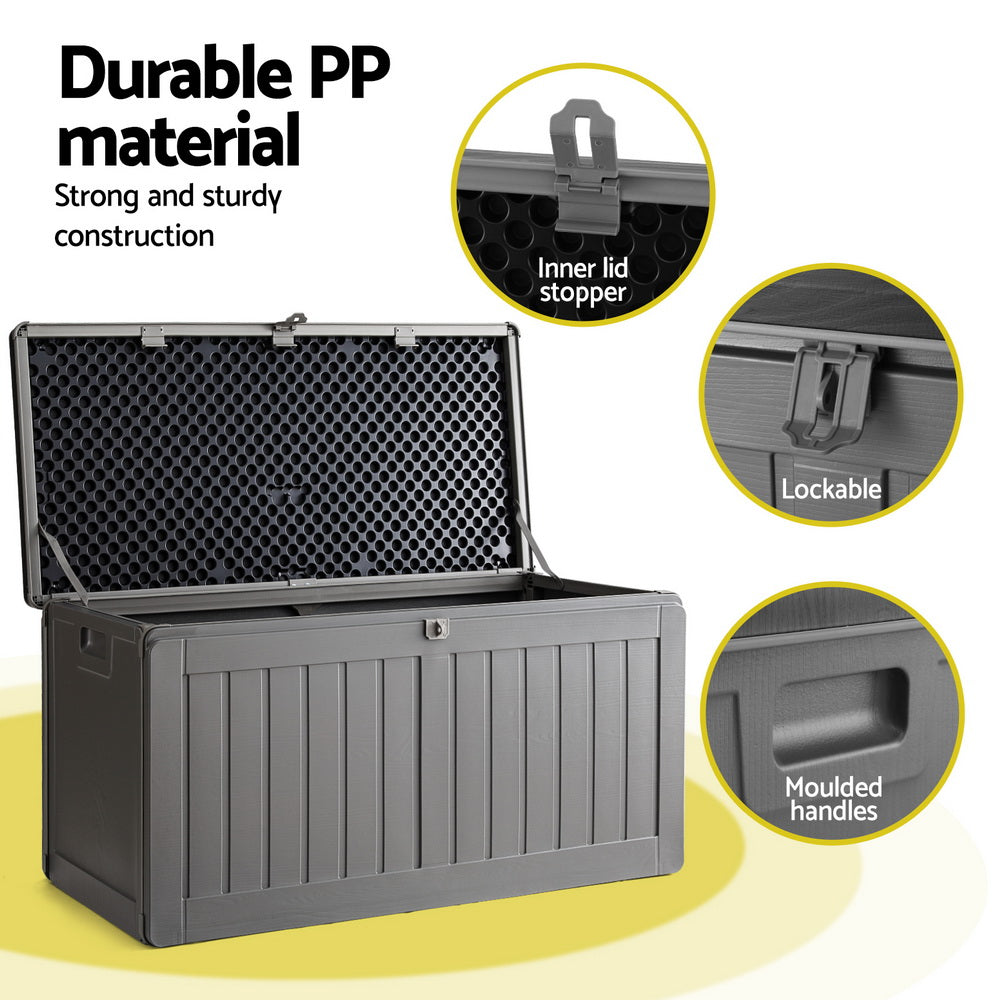 Outdoor Storage Boxes: Gardeon Outdoor Storage Box 190L Container Lockable Garden Bench Tool Shed Black