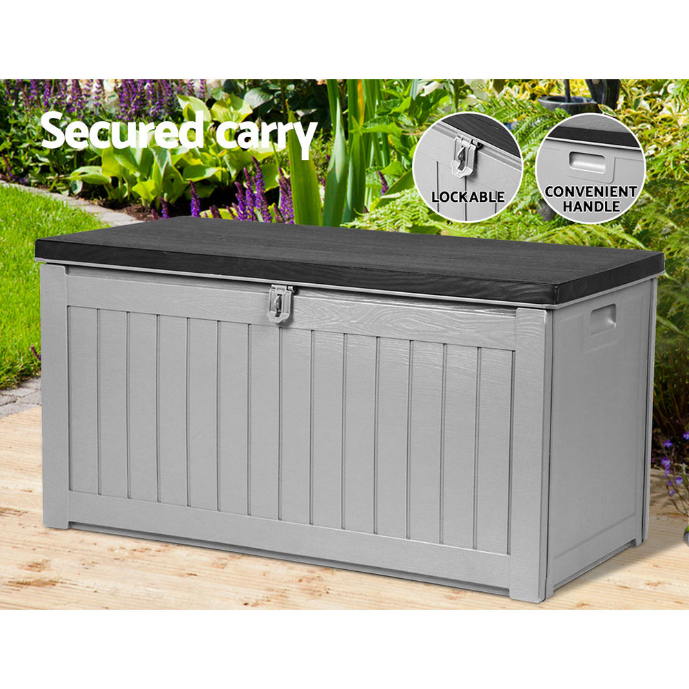 Outdoor Storage Boxes: Gardeon Outdoor Storage Box 190L Container Lockable Garden Bench Tool Shed Black