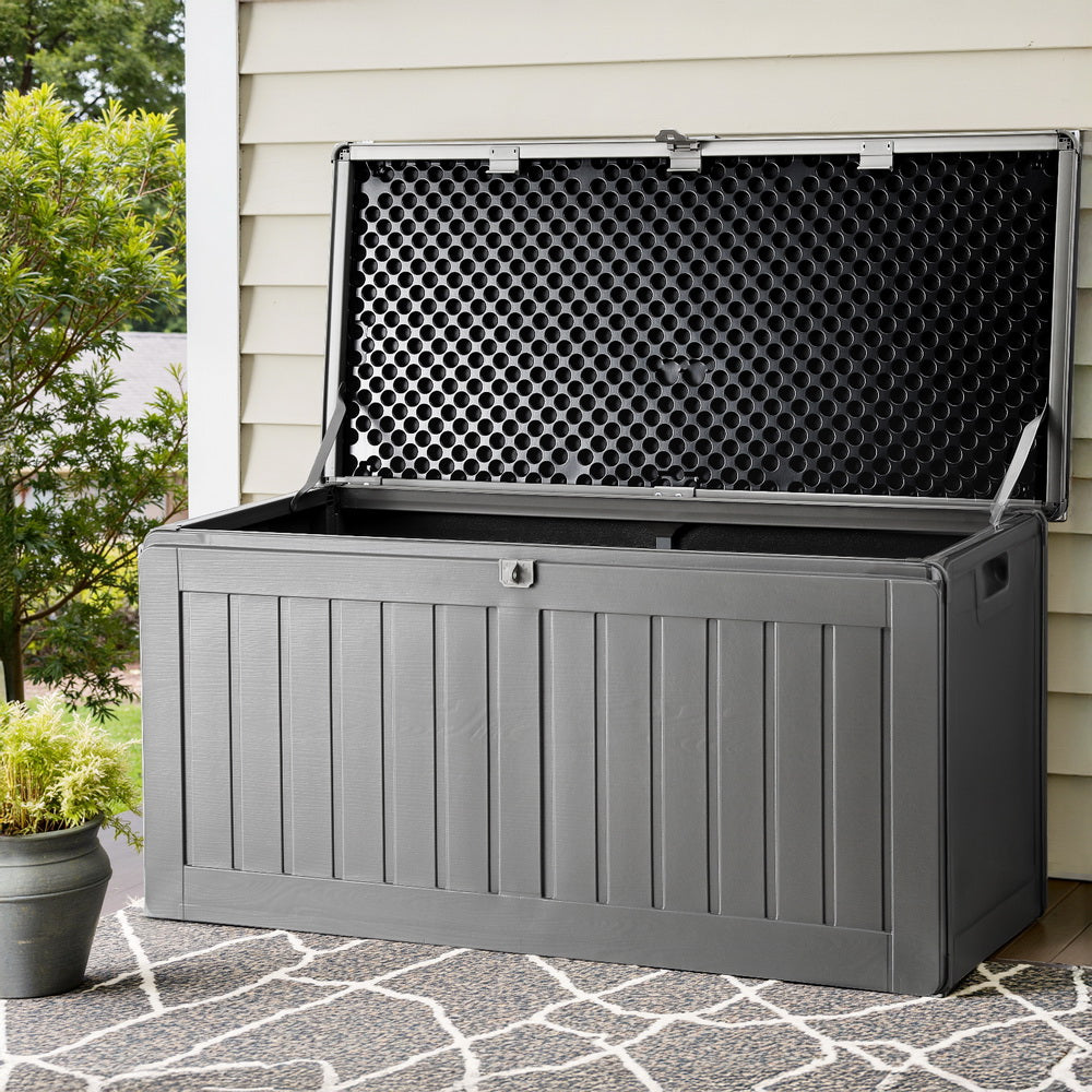 Outdoor Storage Boxes: Gardeon Outdoor Storage Box 190L Container Lockable Garden Bench Tool Shed Black