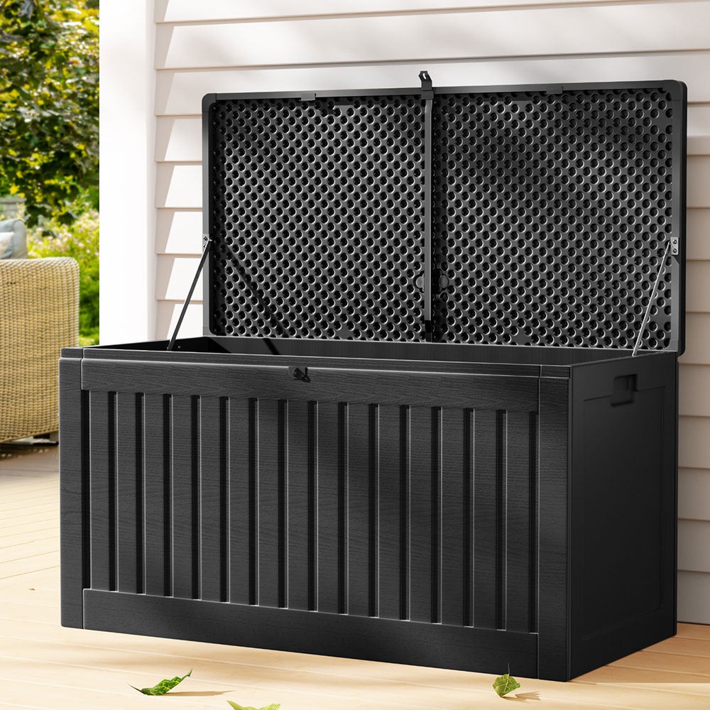 Outdoor Storage Boxes: Gardeon Outdoor Storage Box 270L Container Lockable Garden Bench Tool Shed Black