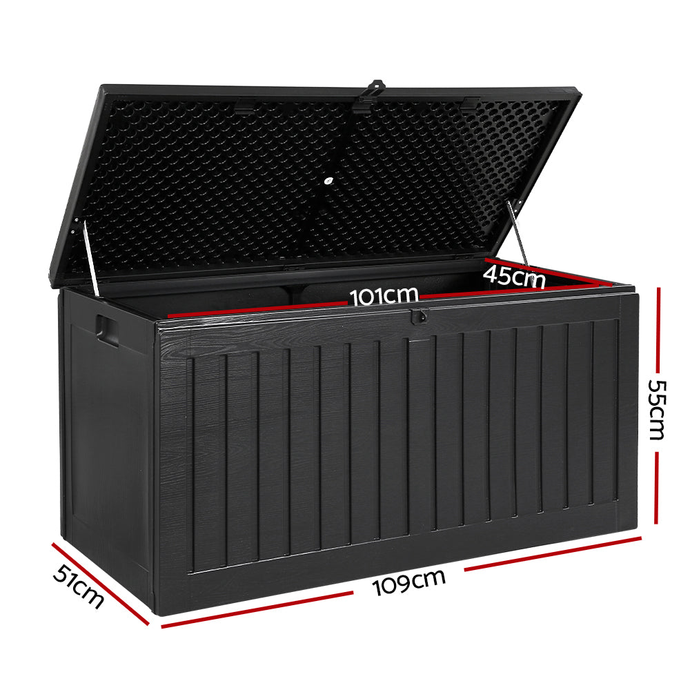 Outdoor Storage Boxes: Gardeon Outdoor Storage Box 270L Container Lockable Garden Bench Tool Shed Black
