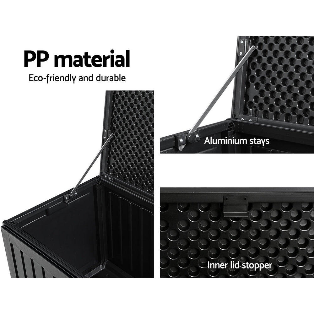 Outdoor Storage Boxes: Gardeon Outdoor Storage Box 270L Container Lockable Garden Bench Tool Shed Black