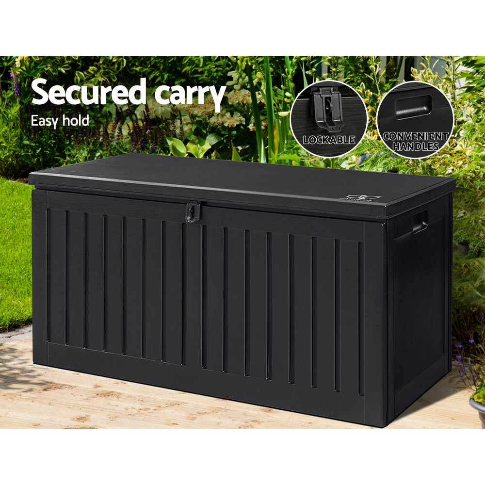 Outdoor Storage Boxes: Gardeon Outdoor Storage Box 270L Container Lockable Garden Bench Tool Shed Black