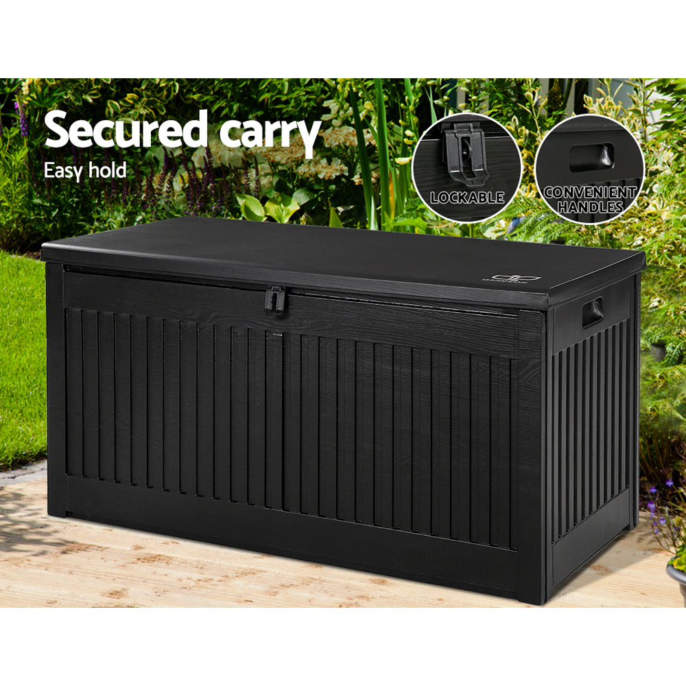Outdoor Storage Boxes: Gardeon Outdoor Storage Box 270L Container Lockable Garden Bench Tool Shed Black