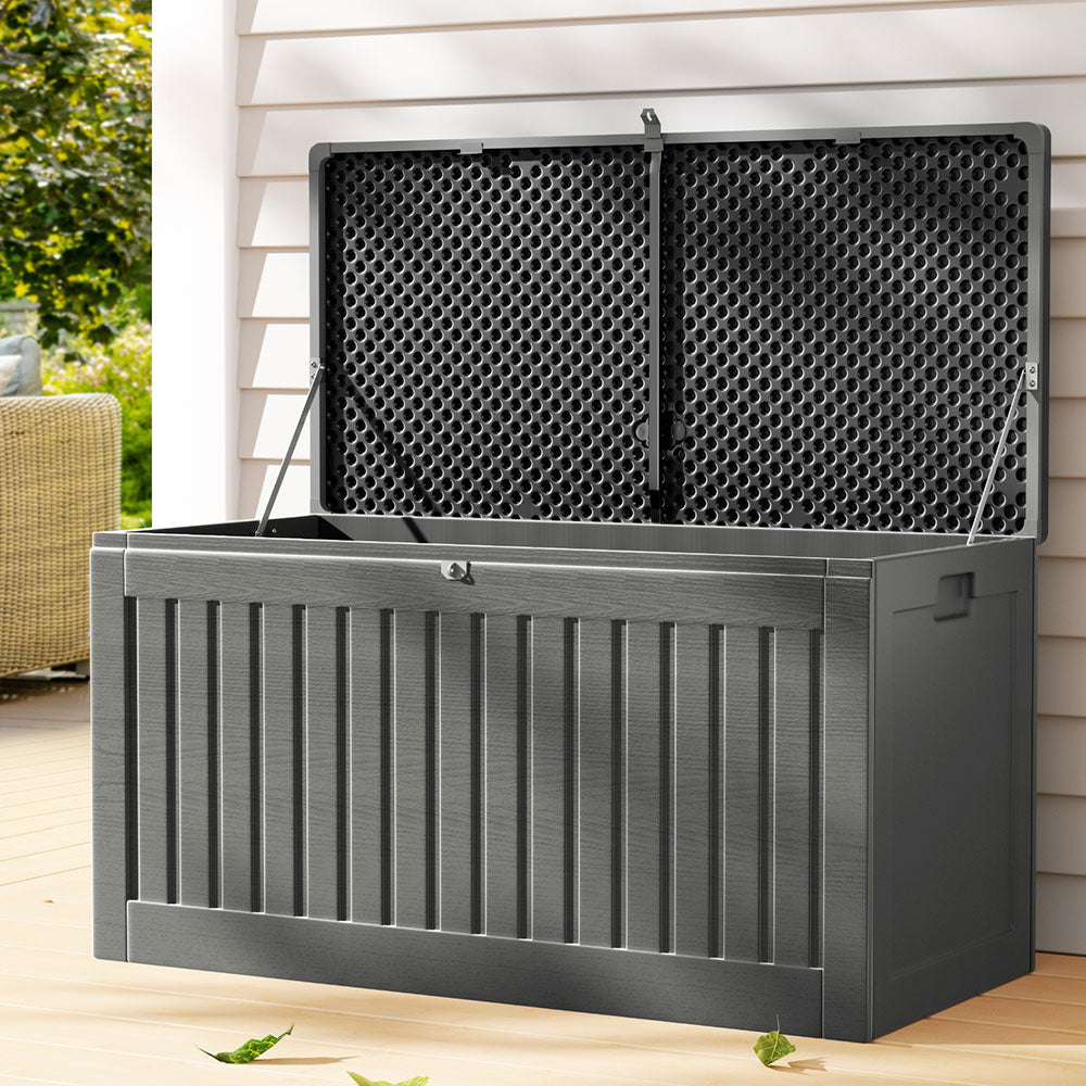 Outdoor Storage Boxes: Gardeon Outdoor Storage Box 270L Container Lockable Garden Bench Tool Shed Grey