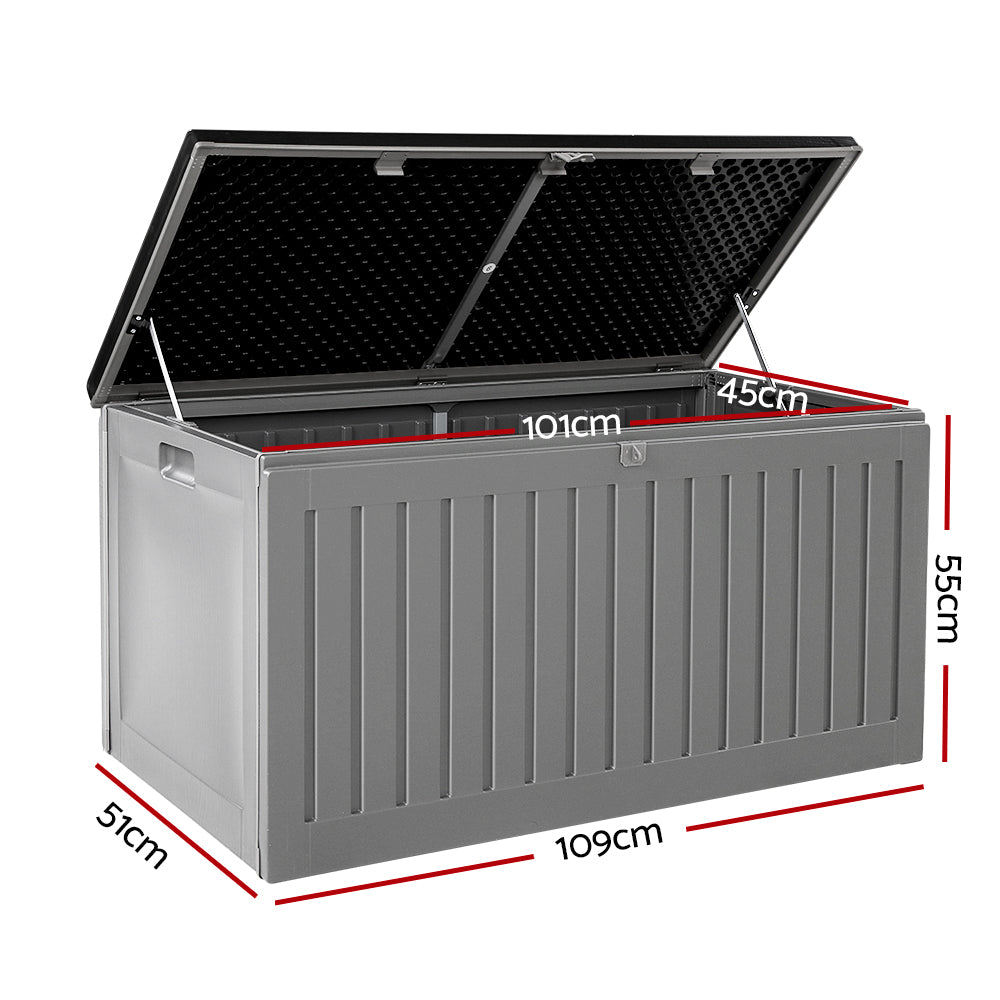 Outdoor Storage Boxes: Gardeon Outdoor Storage Box 270L Container Lockable Garden Bench Tool Shed Grey