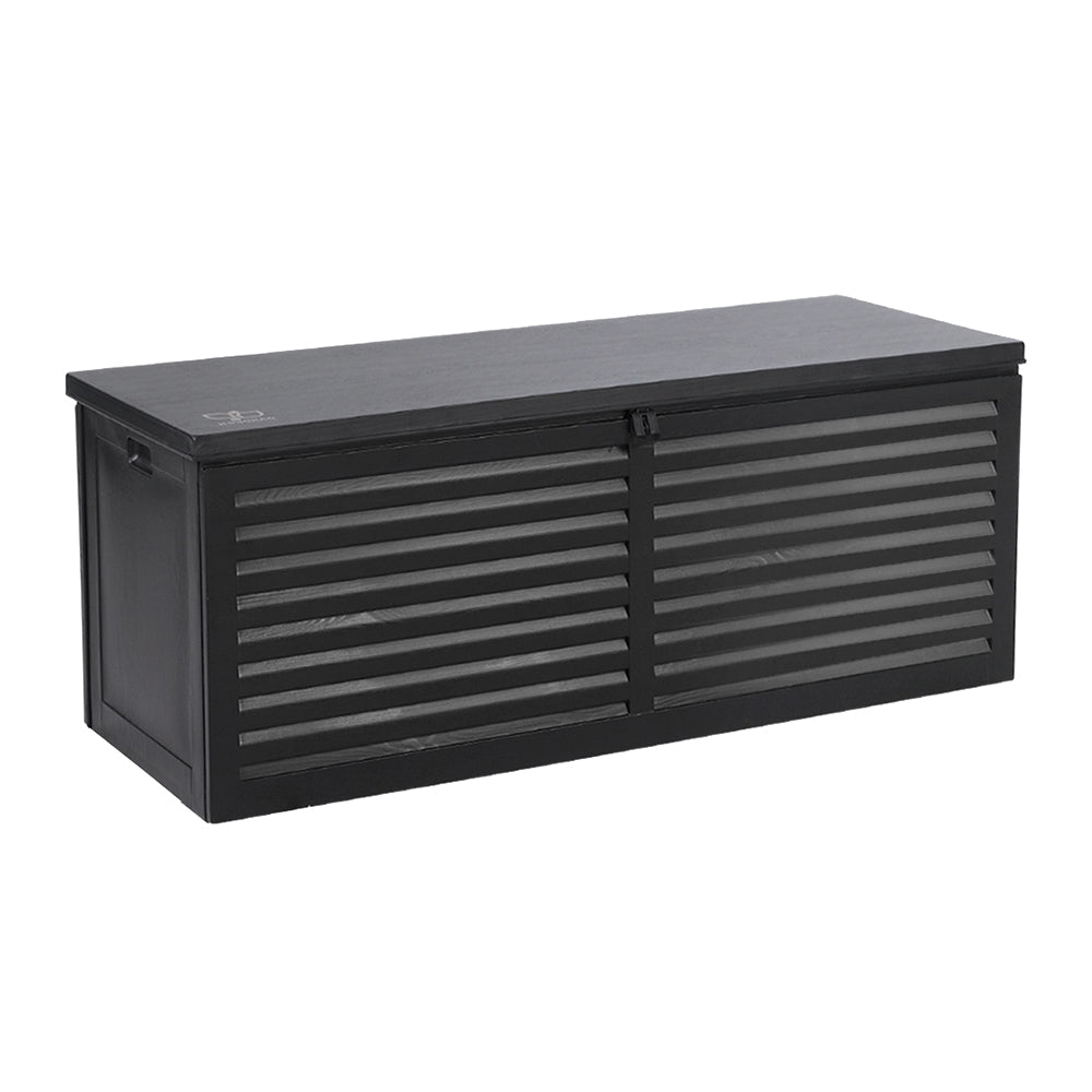 Outdoor Storage Boxes: Gardeon Outdoor Storage Box 390L Container Lockable Garden Bench Shed Tools Toy All Black