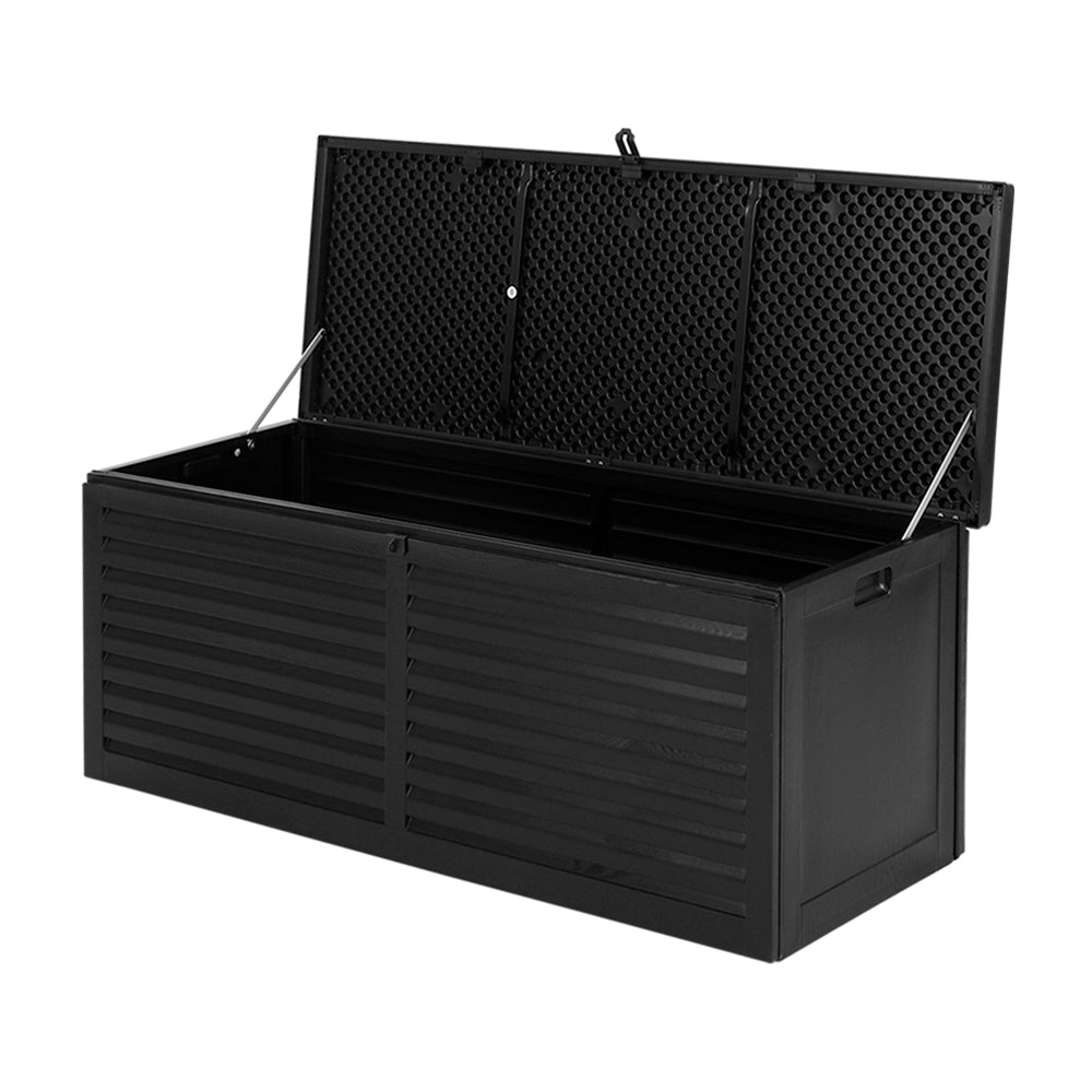 Outdoor Storage Boxes: Gardeon Outdoor Storage Box 390L Container Lockable Garden Bench Shed Tools Toy All Black