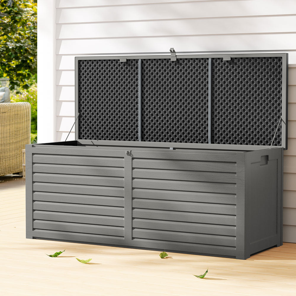 Outdoor Storage Boxes: Gardeon Outdoor Storage Box 390L Container Lockable Garden Bench Tools Toy Shed Black