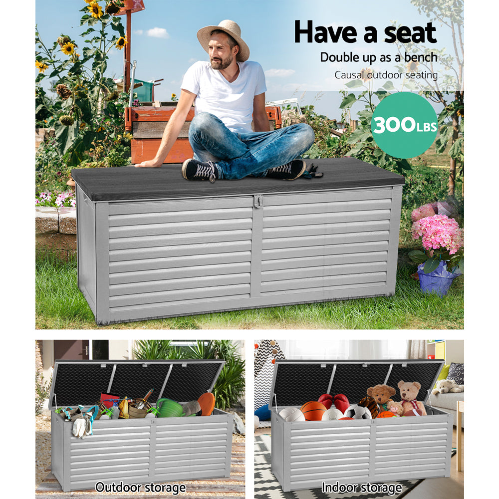 Outdoor Storage Boxes: Gardeon Outdoor Storage Box 390L Container Lockable Garden Bench Tools Toy Shed Black
