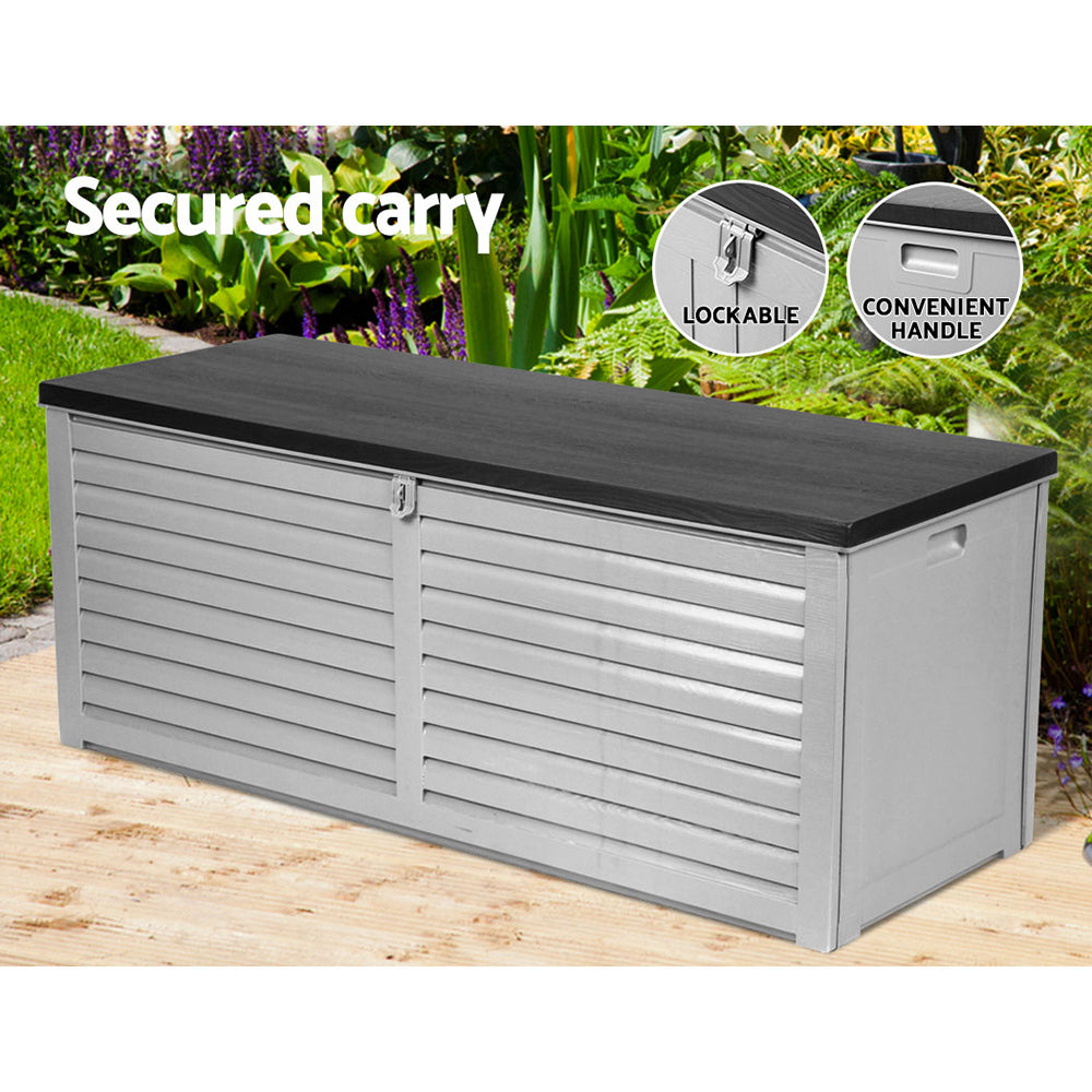 Outdoor Storage Boxes: Gardeon Outdoor Storage Box 390L Container Lockable Garden Bench Tools Toy Shed Black