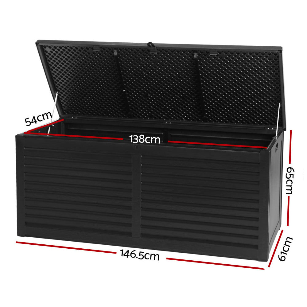 Outdoor Storage Boxes: Gardeon Outdoor Storage Box 490L Container Lockable Garden Bench Shed Tools Toy All Black