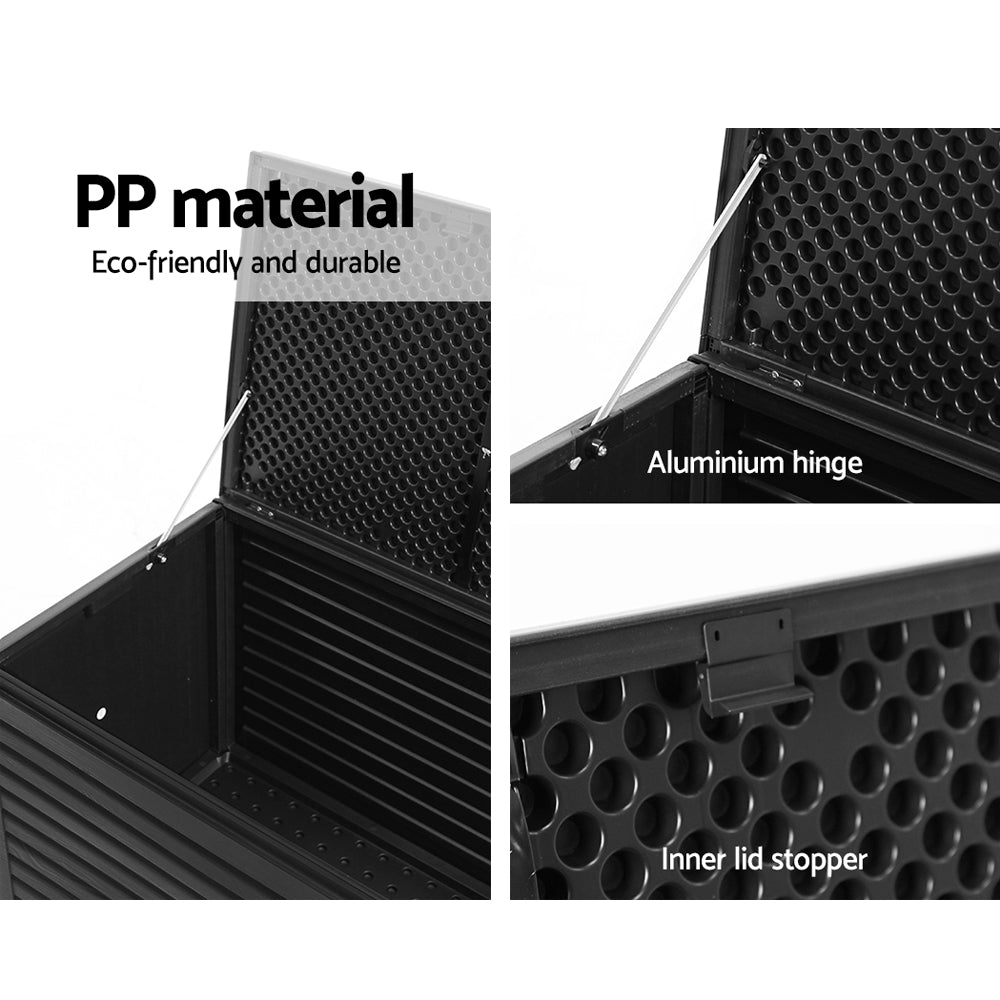 Outdoor Storage Boxes: Gardeon Outdoor Storage Box 490L Container Lockable Garden Bench Shed Tools Toy All Black