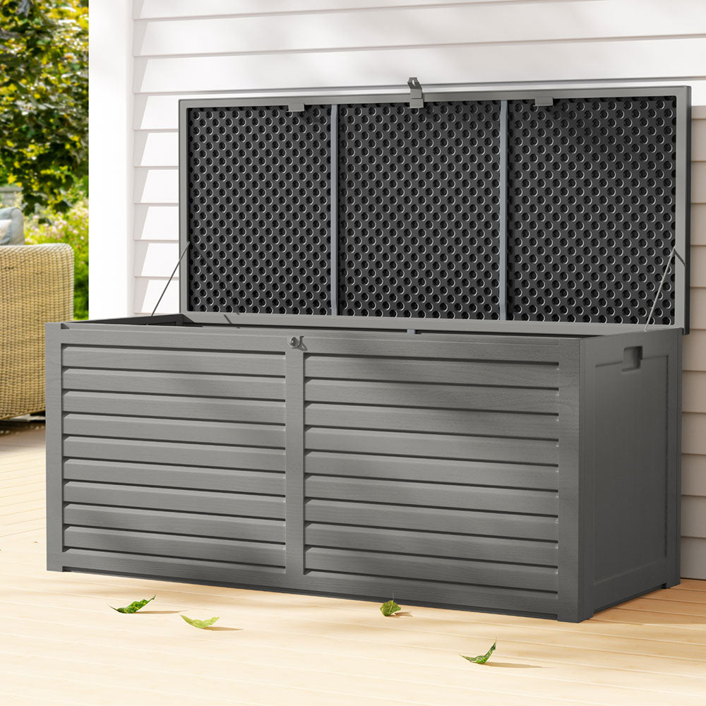 Outdoor Storage Boxes: Gardeon Outdoor Storage Box 490L Container Lockable Garden Bench Tools Toy Shed Black