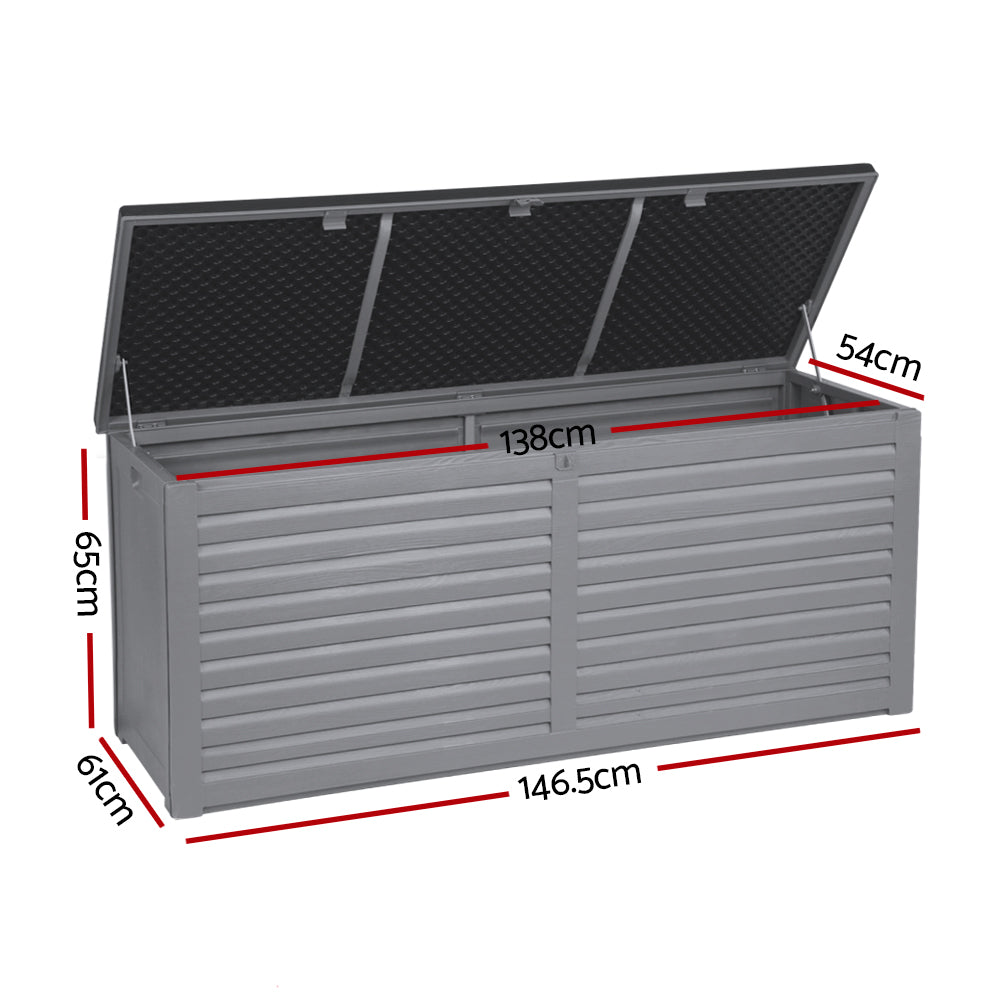 Outdoor Storage Boxes: Gardeon Outdoor Storage Box 490L Container Lockable Garden Bench Tools Toy Shed Black