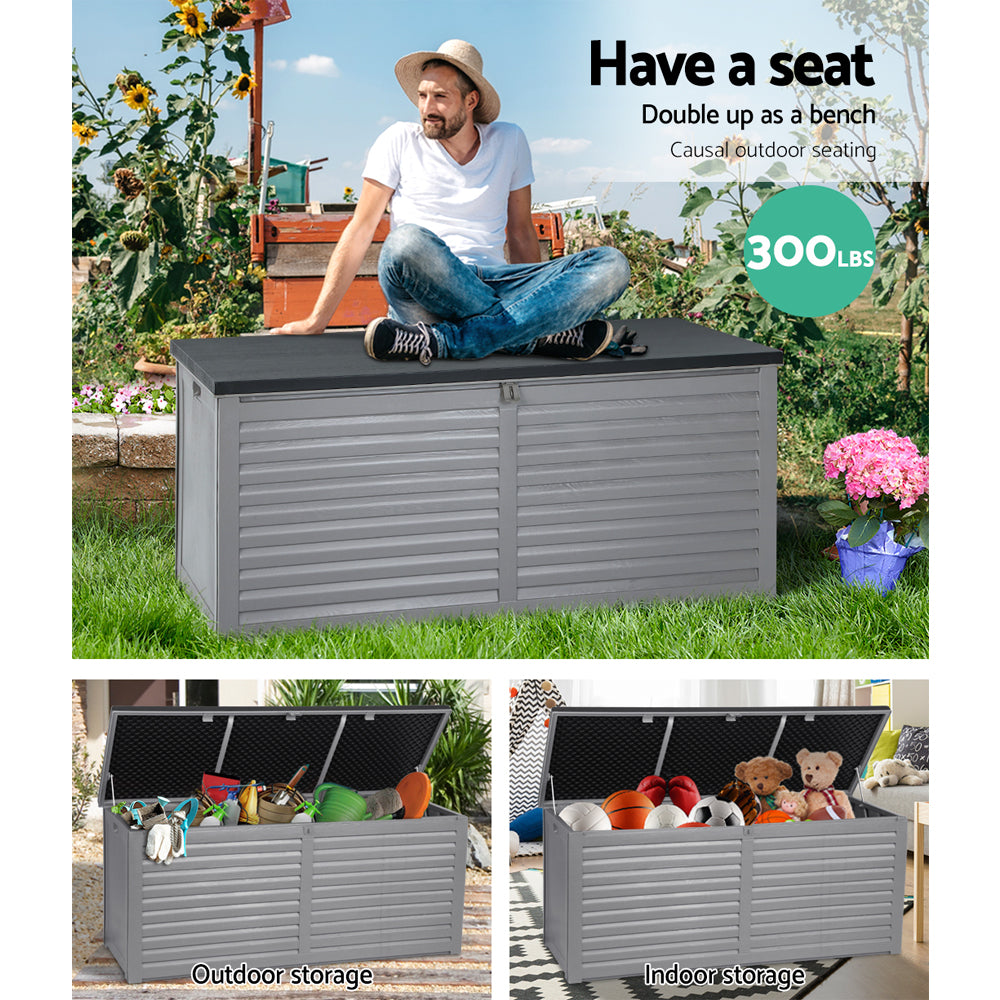 Outdoor Storage Boxes: Gardeon Outdoor Storage Box 490L Container Lockable Garden Bench Tools Toy Shed Black