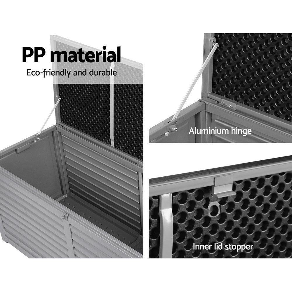 Outdoor Storage Boxes: Gardeon Outdoor Storage Box 490L Container Lockable Garden Bench Tools Toy Shed Black