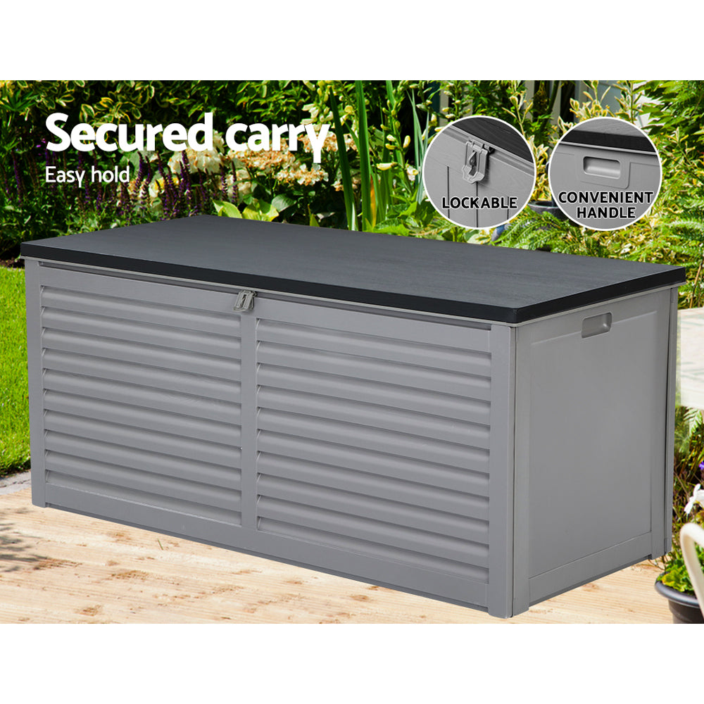 Outdoor Storage Boxes: Gardeon Outdoor Storage Box 490L Container Lockable Garden Bench Tools Toy Shed Black