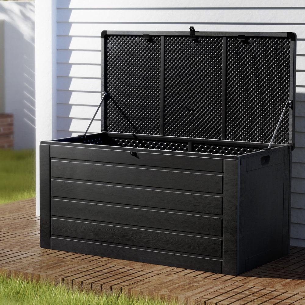 Outdoor Storage Boxes: Gardeon Outdoor Storage Box 680L Container Lockable Garden Bench Shed Tool All Black